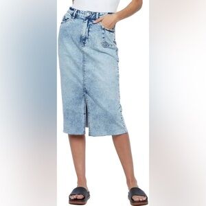 WASH LAB blue agate Sally Split Front Raw
Hem Denim Skirt sz 28